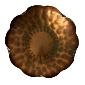 Vintage Gregorian Hand Hammered Copper Bowl Fluted Scalloped Edge 6"
